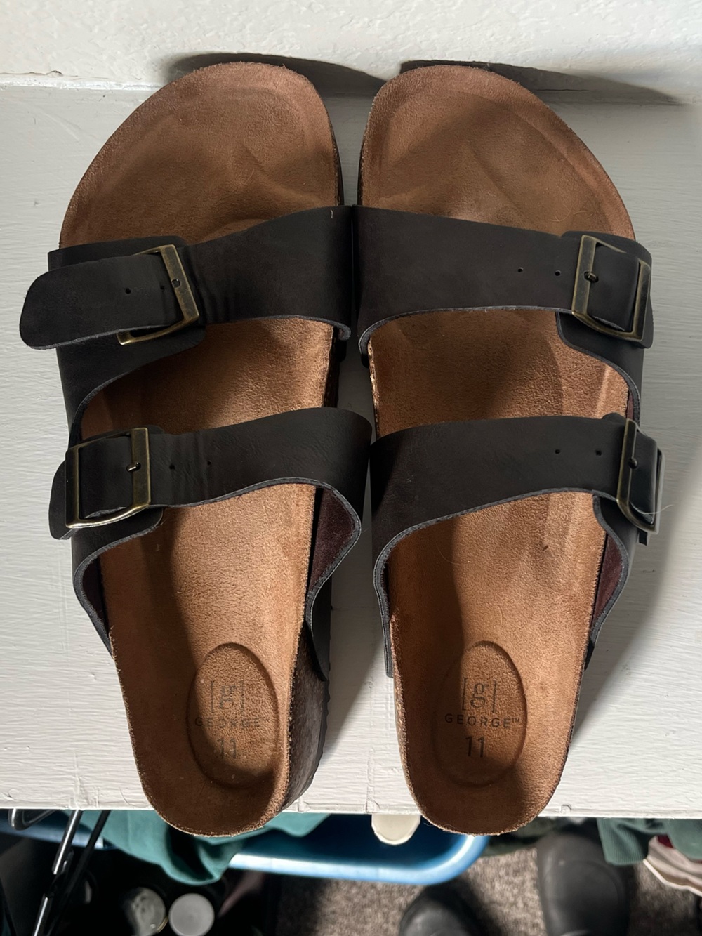George Women’s Black Double-Buckle Slide Sandals